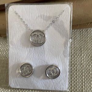 Cadena con aretes en oro blanco 14k white gold